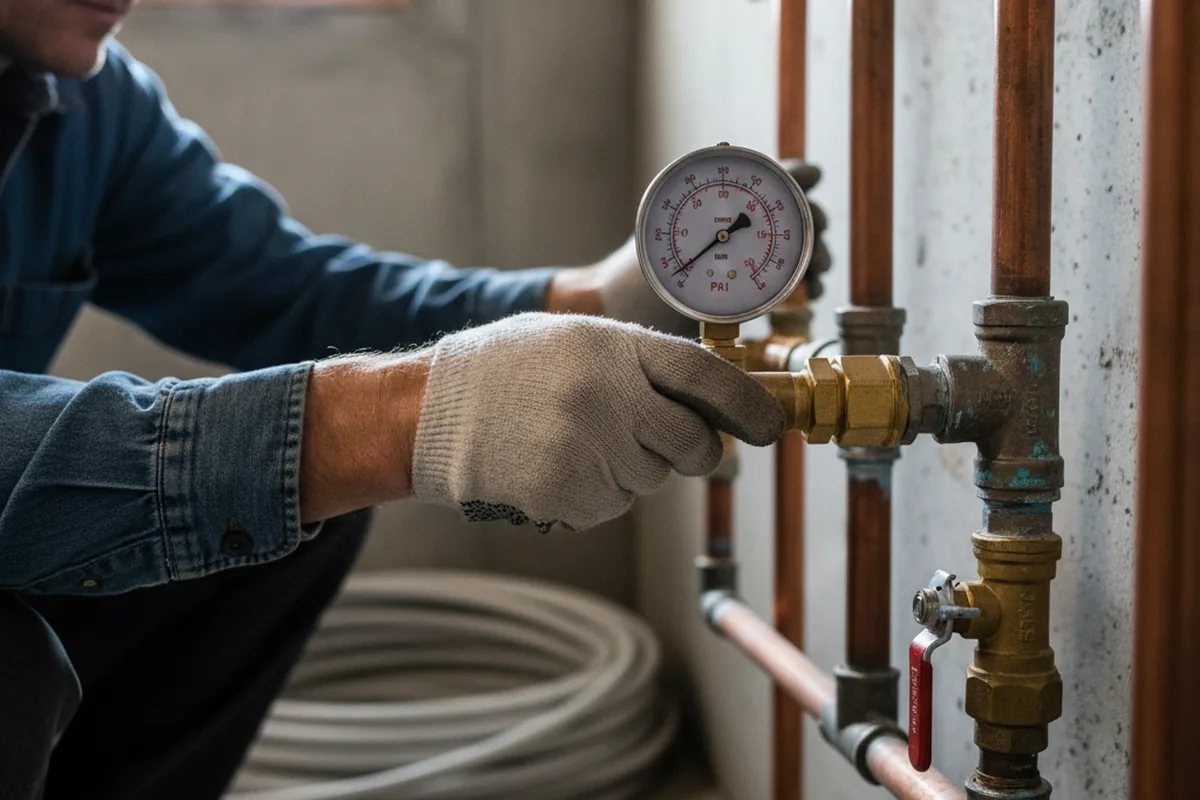 Pressure testing a repaired line during Water Line Repair in Macclesfield